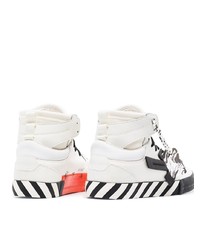 Мужские бело-черные кожаные высокие кеды от Off-White
