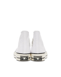 Мужские бело-черные кожаные высокие кеды от Converse