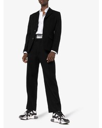 Мужские бело-черные кожаные кроссовки от Versace