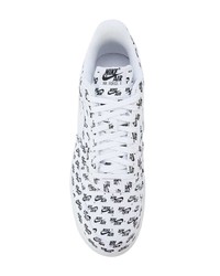 Мужские бело-черные кожаные низкие кеды с принтом от Nike