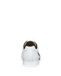 Мужские бело-черные кожаные низкие кеды с принтом от Fendi