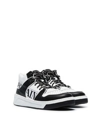 Мужские бело-черные кожаные низкие кеды с принтом от Balmain