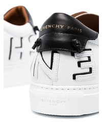 Мужские бело-черные кожаные низкие кеды с принтом от Givenchy