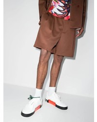 Мужские бело-черные кожаные низкие кеды с принтом от Off-White