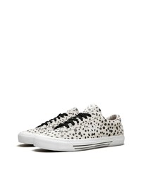 Мужские бело-черные кожаные низкие кеды с принтом от Vans