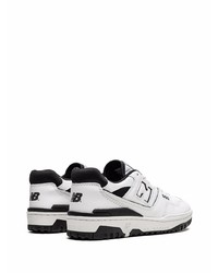 Мужские бело-черные кожаные низкие кеды от New Balance