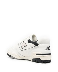 Мужские бело-черные кожаные низкие кеды от New Balance