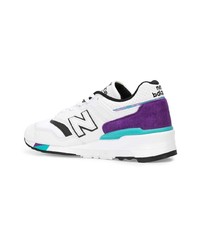 Мужские бело-черные кожаные низкие кеды от New Balance