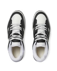 Мужские бело-черные кожаные низкие кеды от Gucci