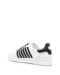 Мужские бело-черные кожаные низкие кеды от DSQUARED2