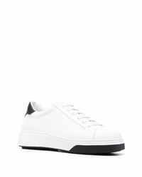 Мужские бело-черные кожаные низкие кеды от DSQUARED2