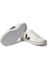 Мужские бело-черные кожаные низкие кеды от Veja