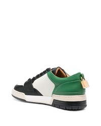 Мужские бело-черные кожаные низкие кеды от Buscemi