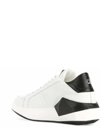 Мужские бело-черные кожаные низкие кеды от Cinzia Araia