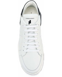 Мужские бело-черные кожаные низкие кеды от Cinzia Araia