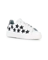 Женские бело-черные кожаные низкие кеды от Chiara Ferragni