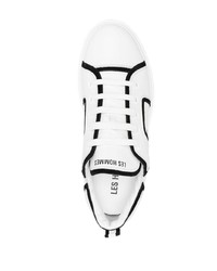 Мужские бело-черные кожаные низкие кеды от Les Hommes