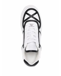 Мужские бело-черные кожаные низкие кеды от Gcds