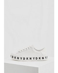Женские бело-черные кожаные низкие кеды от DKNY