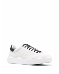 Мужские бело-черные кожаные низкие кеды от Tagliatore