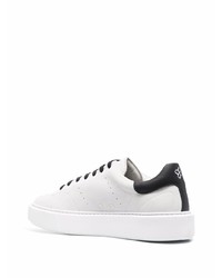 Мужские бело-черные кожаные низкие кеды от Tagliatore