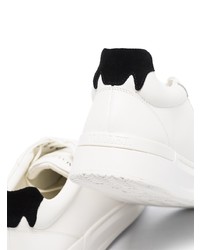 Мужские бело-черные кожаные низкие кеды от Mallet