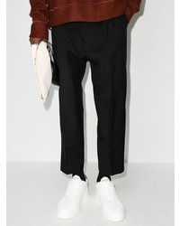 Мужские бело-черные кожаные низкие кеды от Mallet