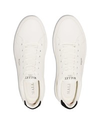 Мужские бело-черные кожаные низкие кеды от Mallet