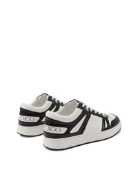 Мужские бело-черные кожаные низкие кеды от Jimmy Choo