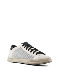 Мужские бело-черные кожаные низкие кеды от P448