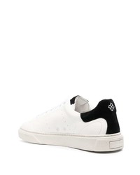 Мужские бело-черные кожаные низкие кеды от Tagliatore