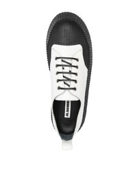 Мужские бело-черные кожаные низкие кеды от Jil Sander