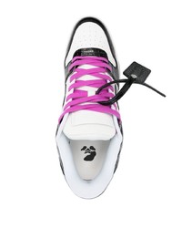 Мужские бело-черные кожаные низкие кеды от Off-White