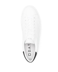 Мужские бело-черные кожаные низкие кеды от D.A.T.E