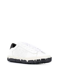 Мужские бело-черные кожаные низкие кеды от P448