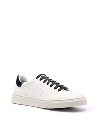 Мужские бело-черные кожаные низкие кеды от Tagliatore