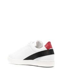 Мужские бело-черные кожаные низкие кеды от Kiton