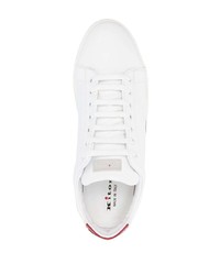 Мужские бело-черные кожаные низкие кеды от Kiton