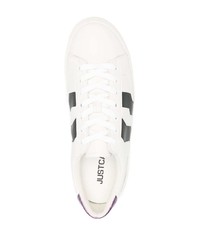 Мужские бело-черные кожаные низкие кеды от Just Cavalli