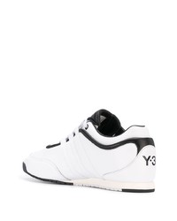 Мужские бело-черные кожаные низкие кеды от Y-3