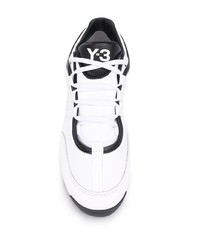 Мужские бело-черные кожаные низкие кеды от Y-3