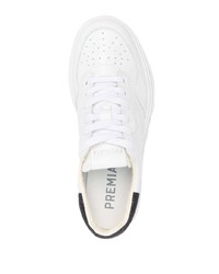 Мужские бело-черные кожаные низкие кеды от Premiata