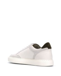 Мужские бело-черные кожаные низкие кеды от Brunello Cucinelli