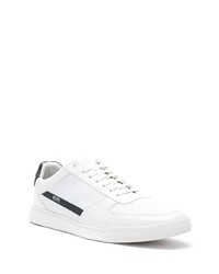 Мужские бело-черные кожаные низкие кеды от BOSS