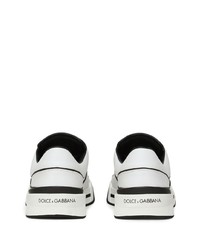 Мужские бело-черные кожаные низкие кеды от Dolce & Gabbana