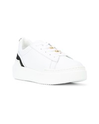 Женские бело-черные кожаные низкие кеды от Buscemi