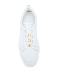 Женские бело-черные кожаные низкие кеды от Buscemi