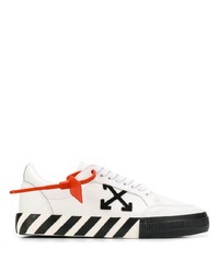 Мужские бело-черные кожаные низкие кеды от Off-White