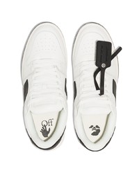 Мужские бело-черные кожаные низкие кеды от Off-White