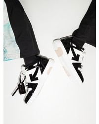 Мужские бело-черные кожаные низкие кеды от Off-White